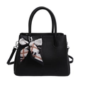 Schwarze Bucket-Bag mit großer Kapazität aus Lychee-Leder und dekorativem Seidentuch - Schwarz