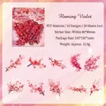Flaming Violet PET Aufkleber Set 20 Stück mit dekorativen roten Blumenmotiven - Flammenviolett