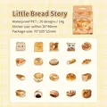 Cute bread themed waterproof PET sticker set with 20 unique designs and 40 pieces total - Little Bread Story