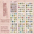 8er-Set wasserfeste PET-Aufkleber mit Schmetterlingsmotiven im Vintage-Stempel-Stil - Schmetterling Traumland