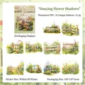 Floral PET waterproof sticker set with 10 garden designs in watercolor style - Dancing Flower Shadows