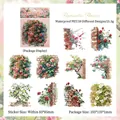 Waterproof PET floral stickers set featuring romantic red rose designs on brick walls - Romantic Flower (1007)