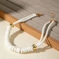 Collier en corde blanche nouée avec détails dorés géométriques et chaîne d'extension réglable - Style A Spirale Épaisse Blanche (30626-nek-white-A-EP)