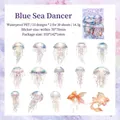 Pack de 30 autocollants en PET imperméables motif méduse pour décoration scrapbooking - Danseur de la Mer Bleue