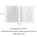 Album photo transparent à grande capacité avec poches double fente et sangle élastique - Style à Feuilles Mobiles avec Sangle / Blanc dépoli