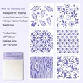 Lot de 6 pochoirs en PET avec motifs floraux et animaux découpés au laser 100x100mm - Rosée Blanche Givre Tombant