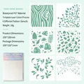 Set de 6 pochoirs en PET motif nature avec feuilles et nuages en vert menthe clair - Verdure Tranquille
