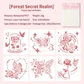 Forest Secret Garden 6pcs PET painting stencils with floral and butterfly patterns - Forest Secret Style