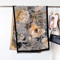 Elegante scialle spesso a fiori gialli, sciarpa lunga con dettagli di frange e nappe - 65*180CM / Stile Floreale Grigio Giallo (YH-134)