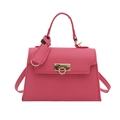 Mini borsa a mano rosa acceso con trama litchi, chiusura dorata e tracolla sottile - Rosa (Trama Litchi)