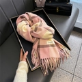Langer Karo-Schal in Rosa und Beige mit Fransen aus warmem Kaschmir-Imitat-Stoff - 66*210cm / Rosa (FYR-241)