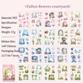 Fallen Flower Courtyard series PET landscape stickers with romantic floral window designs - Fallen Flower Courtyard
