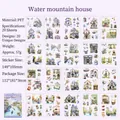 PET material decorative landscape stickers Water Mountain House style 20 sheets - Water Mountain House