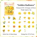 Golden Glow botanical stickers set featuring yellow PET waterproof floral designs - Golden Shimmer