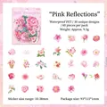 Autocollants floraux Pink Thoughts en PET, 60 stickers botaniques étanches pour scrapbooking - Pensées Roses (Rose)