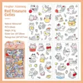 Autocollants chat de dessin animé mignon PET lot de 4 feuilles pour scrapbooking - Bébé Rouge