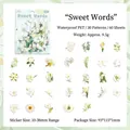 Set di 60 adesivi floreali in PET impermeabili con 30 disegni di fiori vintage per scrapbooking - Dolci Parole (Bianco)