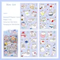 Lot de 4 autocollants chat en PET imperméable pour journaux, style dessiné main 100x150mm - Chaton Bleu
