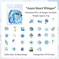 Adesivi fiori blu in PET set da 60 pezzi, decalcomanie floreali per scrapbooking - Cuore Blu (Blu)