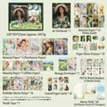 Floral scrapbooking gift set with A6 notebook and vintage decorative stickers - Light Morning