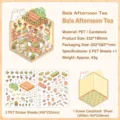 Set d'autocollants 3D scène de thé de l'après-midi avec feuilles PET et carte - Bara Thé de l'Après-midi