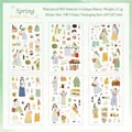 Set de 6 hojas de pegatinas de primavera en material PET impermeable para decoración DIY - Primavera