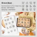 Serie Brave Bear set di 12 timbri in legno di faggio per scrapbooking e decorazione fai da te - Orso Coraggioso