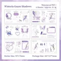 Set di 6 adesivi in PET impermeabili con glicine viola e farfalle per decorazioni fai da te - Ombra del Velo di Glicine