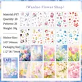 Set van 20 bloemen PET-stickers met artistieke rozen en hortensia-illustraties - Laatste Nacht Bloemenatelier