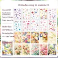 PET bloemenstickersset Shixia Chanming thema met 20 vintage bloemmotieven voor journaling - Tjirpende Cicaden in de vroege zomer