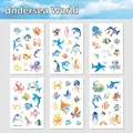 6-pack of colorful cartoon sea animal water transfer tattoo stickers for children - Undersea World