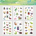 Set of 6 cartoon insect temporary tattoos featuring butterflies and bees for children - Insect Paradise