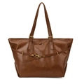 Bolso tote retro marrón de gran capacidad con correas ajustables y hebillas doradas - Marrón