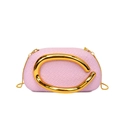 Pink woven box bag for women with golden C-handle and metal chain crossbody strap - Pink