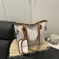 Set di borse tote con stampa orsetto carino e pochette coordinata nei colori bianco e marrone - Marrone