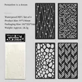 Waterproof PET hollow painting stencils with organic leaf and geometric patterns - Penumbra Dream
