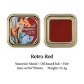 Retro red oil-based craft ink pad in metal tin box for stamping and scrapbooking - Retro Crimson