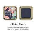 Retro Blue oil-based ink pad in a metal tin for vintage scrapbooking and paper crafts - Vintage Blue