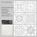 6-piece set of waterproof PET floral stencils featuring mandala designs for DIY journals - Flower Dream Print