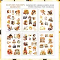 Vintage Herbst Schreibwaren Aufkleber Set aus wasserfestem PET Material in Karamell - Schattenrose - Herbstnachtschlaf