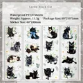 Set di 4 fogli di adesivi Lucky Black Cat in PET impermeabile con motivi gatti e fiori - Gatto Nero Portafortuna
