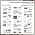 Set of 6 black and white waterproof PET vintage stickers for scrapbooking journals - 6 Sheets / Black and White Notes