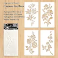 Set of 4 waterproof floral PET hollow stencils for painting and drawing designs - Fragrance of Flowers