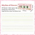 Floral PET tape set with 4 rolls of pink roses and green vine plant patterns - Rhythm of Flowers