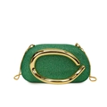 Sparkling green glitter evening clutch with a bold golden C-shaped handle and chain strap - Green