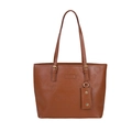 Grand sac cabas en cuir marron avec motif cœurs gaufrés et doubles anses - Marron