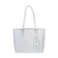 White tote bag with heart embossed pattern, matching coin purse and gold hardware - Off White