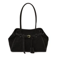 Retro-Shopper in Schwarz mit weißen Kontrastnähten und goldener Schnalle - Schwarz