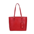 Sac cabas rouge avec motifs de cœurs embossés et accessoires dorés ajustables - Rouge