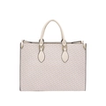 Borsa tote beige minimalista con motivo geometrico a esagoni e design capiente - Bianco Sporco